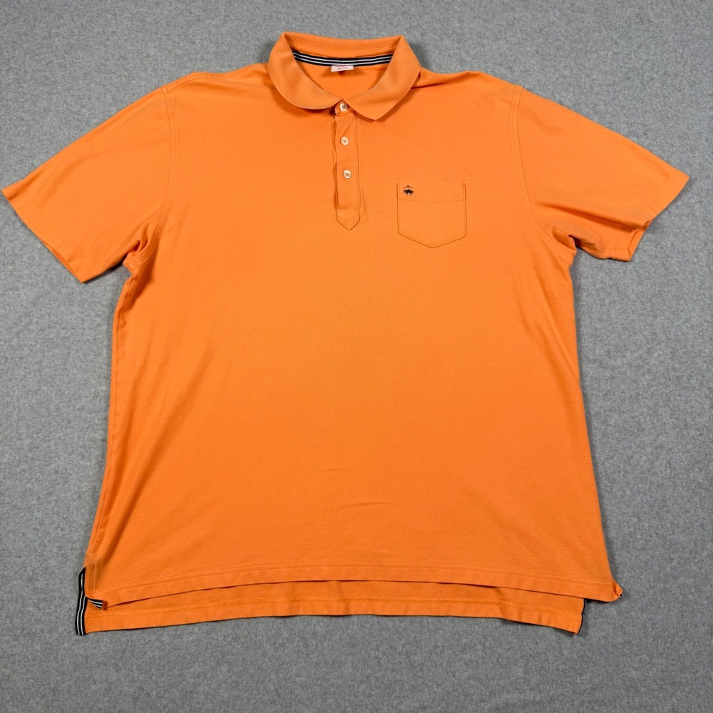 Brooks Brothers Mens XL Orange Cotton Pique Short Sleeve Pocket Polo Shirt